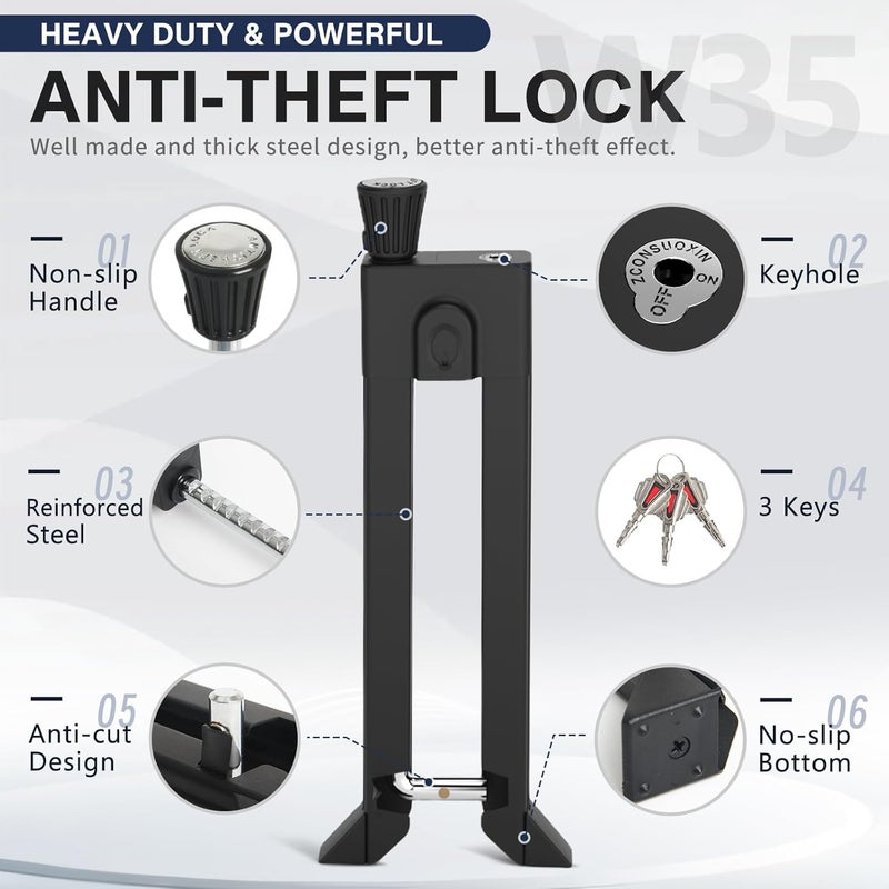 Kernel Brake Pedal Lock, Anti Theft Car Device, Universal Car Theft Prevention with 3 Keys, Car Security Anti Theft for Auto/SUV/Van(W35) - Image 3